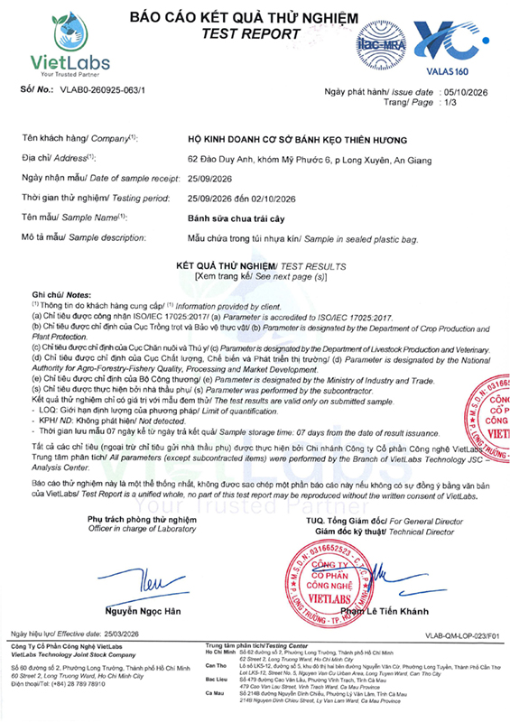 Kết quả kiểm nghiệm